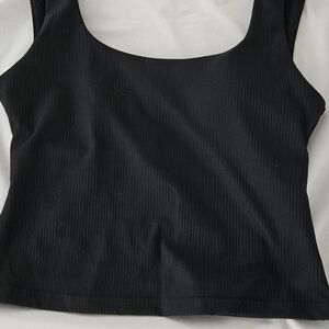 Fabletics Black Ribbed Tank Top Large